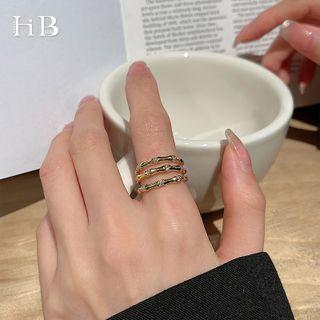 Layered Alloy Open Ring 1 Pc - Layered Alloy Open Ring - Gold - One Size