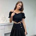 Halter Chain Open-back Crop Top Black - One Size