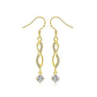 Simple Plated Gold Figure 8 Geometric Earrings With Austrian Element Crystal Golden - One Size