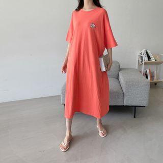 Flower Embroidered T-shirt Dress