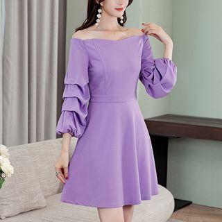 Puff-sleeve Off-shoulder A-line Dress