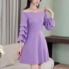 Puff-sleeve Off-shoulder A-line Dress