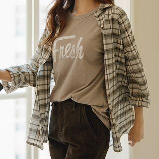 Raglan A-line Plaid Shirt