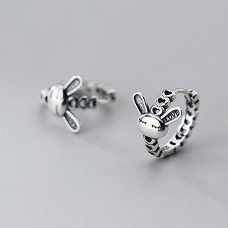 Rabbit Hoop Drop Earring 1 Pair - Silver - One Size