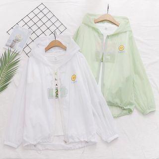 Print Hooded Zip-up Jacket / Short-sleeve T-shirt