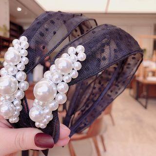 Faux Pearl Lace Headband As Shown In Figure - One Size