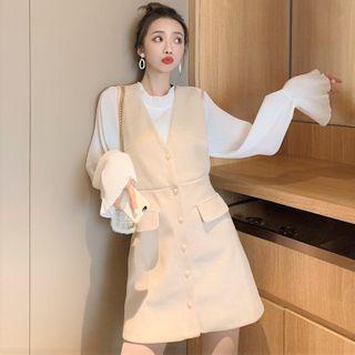 Chiffon Blouse / Sleeveless Mini Dress