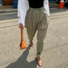 Drawstring-waist Fly-front Baggy Pants