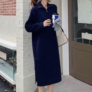 Half-zip Knit Midi Sheath Dress