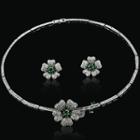Set: Rhinestone Flower Necklace + Earring