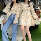 Floral Long-sleeve Top / Long-sleeve A-line Dress