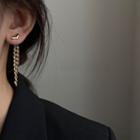 Heart Chain Asymmetrical Dangle Earring