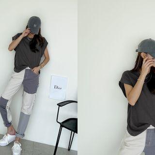 Cap-sleeve Pigment T-shirt
