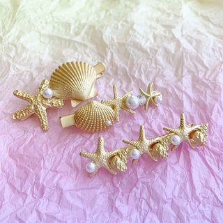 Faux Pearl Alloy Shell & Starfish Hair Clip