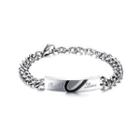 Fashion Romantic Black Half Heart 316l Stainless Steel Bracelet Silver - One Size