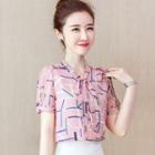 Short-sleeve Printed Chiffon Blouse