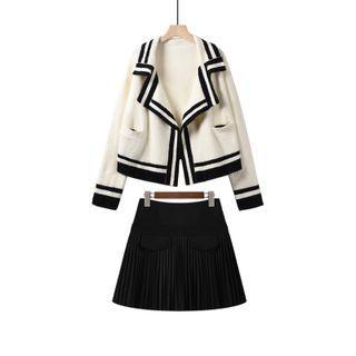 Contrast Trim Jacket / Pleated Skirt