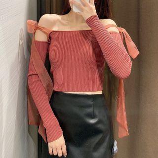 Tie Shoulder Knit Top