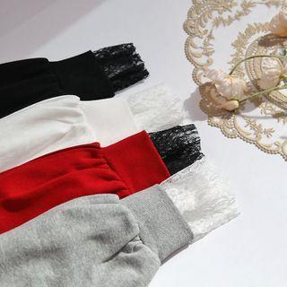 Lace-cuff Embroidery Sweatshirt