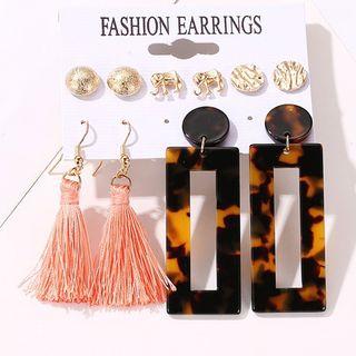 5 Pair Set: Alloy / Acrylic Earring (assorted Designs) 01 - 11707 - Set - Gold - One Size