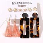5 Pair Set: Alloy / Acrylic Earring (assorted Designs) 01 - 11707 - Set - Gold - One Size