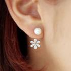 925 Sterling Silver Pearl Floral Swing Earrings