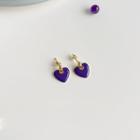 Heart Glaze Sterling Silver Dangle Earring E411 - Gold - One Size