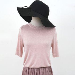 Glittered Short Sleeve Knit T-shirt