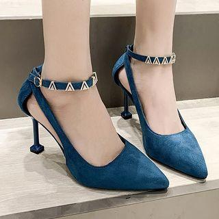 Kitten-heel Rhinestone Sandals
