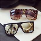 Mirrored Square Sunglasses Black Frame - Mirrored - White - One Size