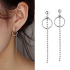 Hoop & Chain Dangle Earring With Earring Back - 1 Pair - Earring - As Shown In Figure - One Size