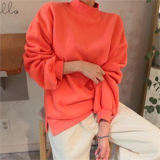 Brushed-fleece Lined Mock-neck Pullover