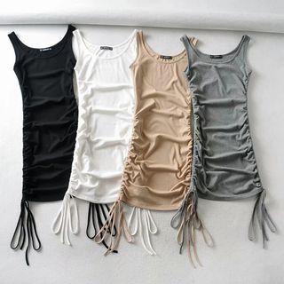 Spaghetti Strap Drawstring Bodycon Mini Dress