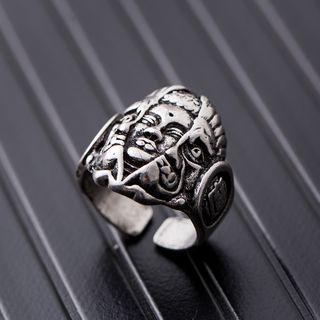 Stainless Steel Embossed Face Open Ring