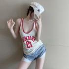 Numbering Tank Top Red & White - One Size