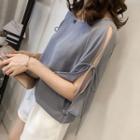Side Split Elbow-sleeve T-shirt