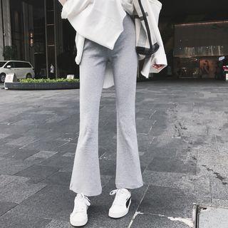 Plain Long Slit-sleeve T-shirt / Plain Boot-cut Sweatpants