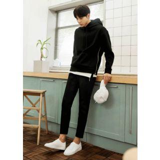 Set: Hooded Neoprene Pullover + Seam-front Sweatpants