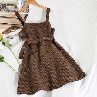 Spaghetti-strap Corduroy Mini A-line Dress