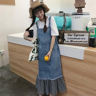 Plaid Hem Dungaree Dress