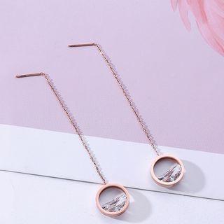 Zircon Hoop Dangle Earring Rose Gold - One Size