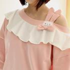 Bunny-accent Ruffled Cold-shoulder Sweatshirt