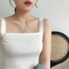 Wide Strap Ribbed Knit Top