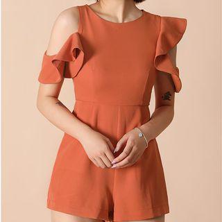 Cold Shoulder Frill-trim Playsuit