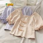 Cropped Frog-button Checker Qipao Blouse