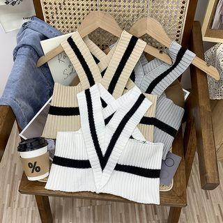 V-neck Striped Cropped Tube Top