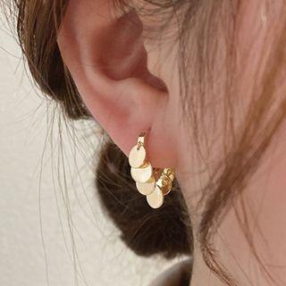 Disc Sterling Silver Fringed Earring E1115 - 1 Pr - Gold - One Size