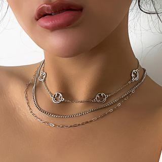 Set Of 3: Smiley / Alloy Choker (various Designs)