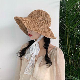 Lace Strap Straw Sun Hat