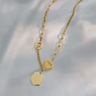 Alloy Smiley Tag Pendant Necklace Gold - One Size